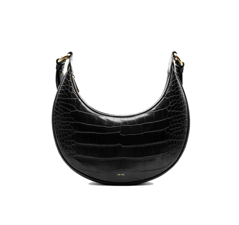 JW PEI Women's Carly Saddle Bag Black Croc