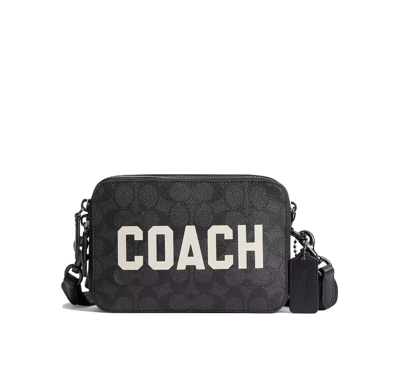 Coach Unisex Charter Crossbody Bag 19 In Signature Canvas With Coach Graphic Charcoal Multi