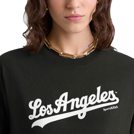 Sporty & Rich Women's Dodgers Serif T-Shirt Faded Black/White