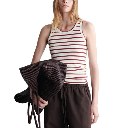 COS Women's Ribbed Tank Top Red/White/Striped