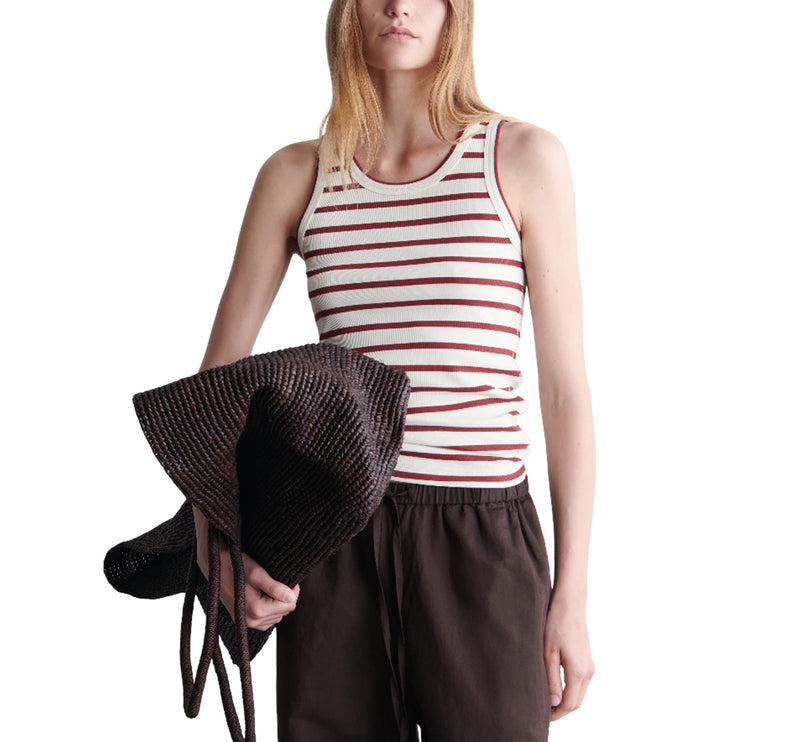 COS Women's Ribbed Tank Top Red/White/Striped