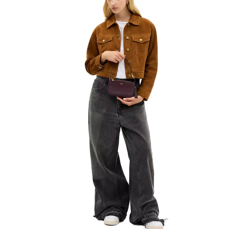 Coach Women's Plaza Bag 18 Brass/Black Currant