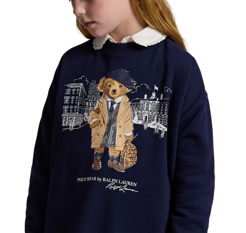 Polo Ralph Lauren Girl's Polo Bear Fleece Sweatshirt Dress Refined Navy