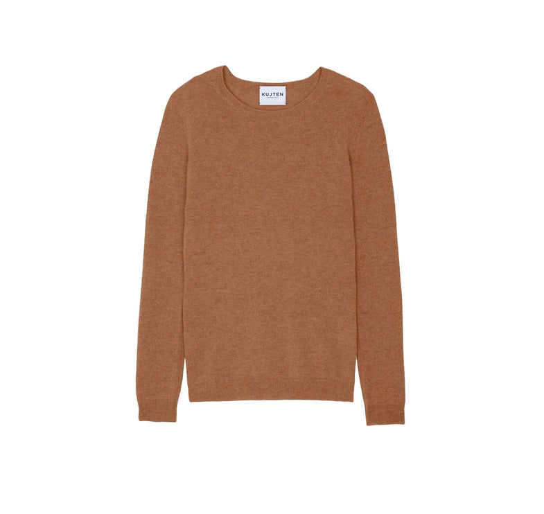 KUJTEN Women's Charly Round Neck Cashmere Sweater Camelo