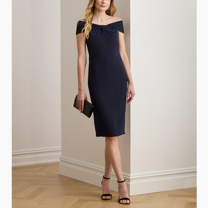 Polo Ralph Lauren Women's Twist-Front Crepe Cocktail Dress Lighthouse Navy