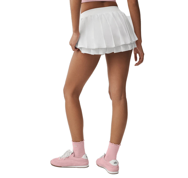 alo Women's Double Or Nothing Tennis Skirt White