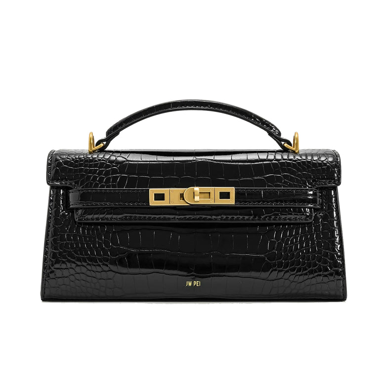 JW PEI Women's Noor Top Handle Bag Black Croc