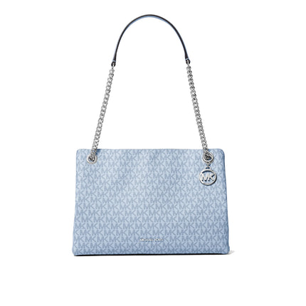 Michael Kors Women's Christina Medium Signature Logo Shoulder Bag Pale Ocean
