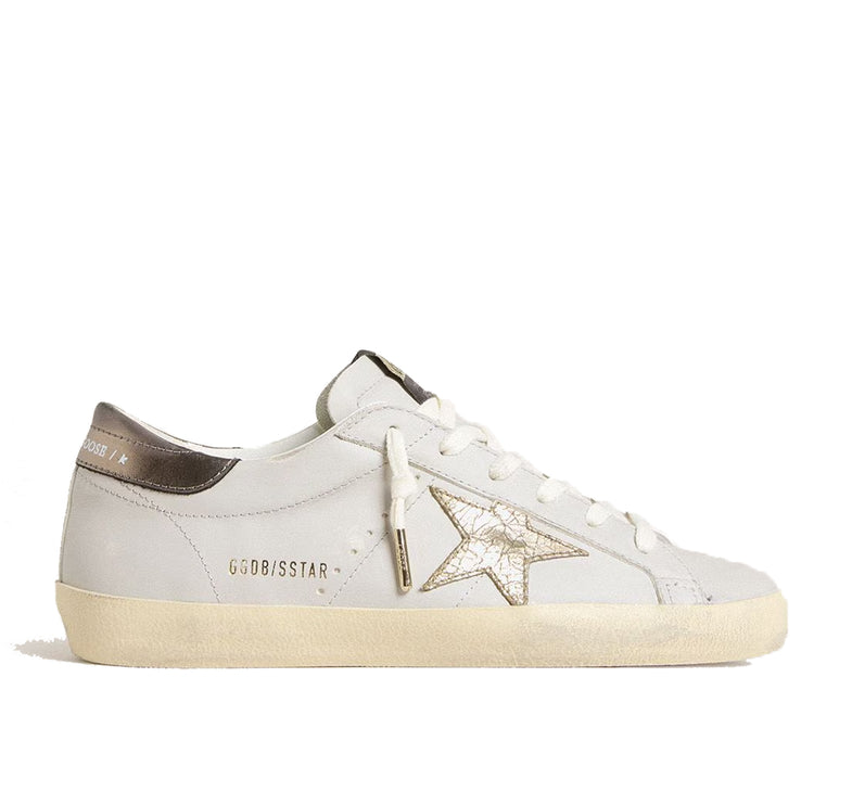 Golden Goose Women's Super Star Sneakers with Crackle Leather Star and Metallic Foiled Leather