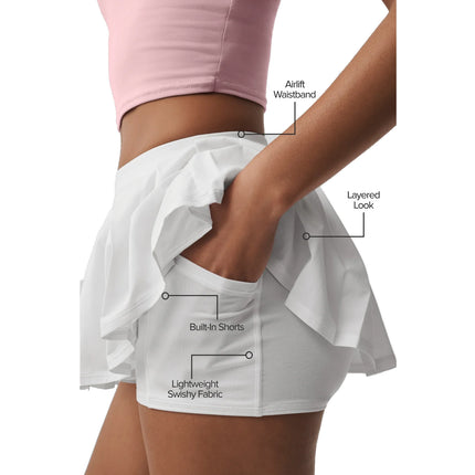alo Women's Double Or Nothing Tennis Skirt White
