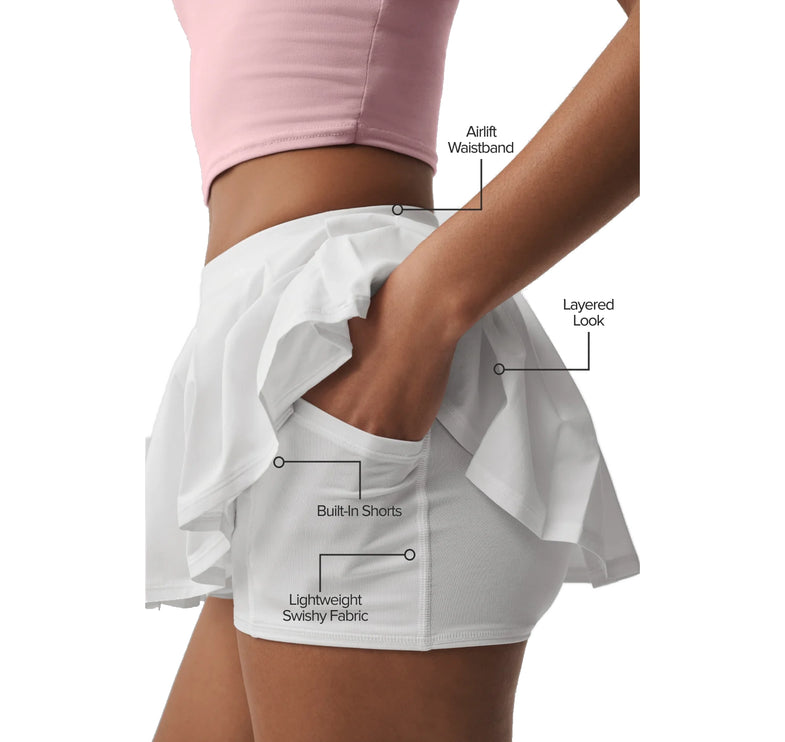 alo Women's Double Or Nothing Tennis Skirt White