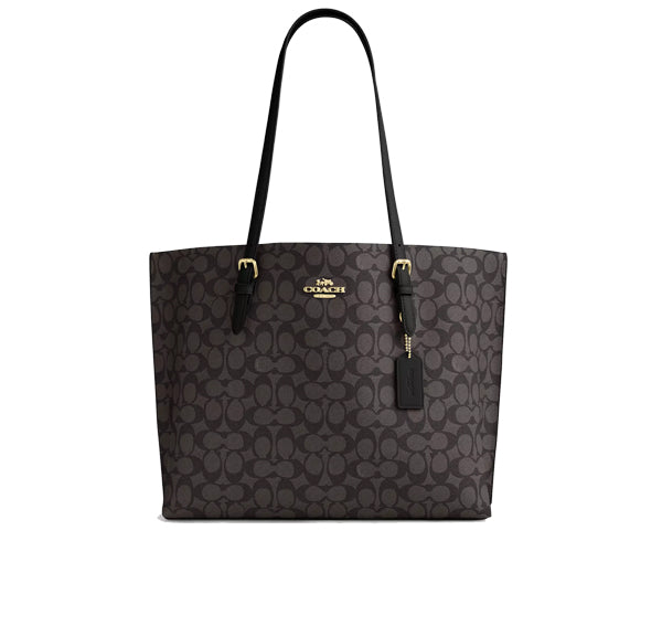 Coach Women's Mollie Tote Bag In Signature Canvas Gold/Walnut/Black