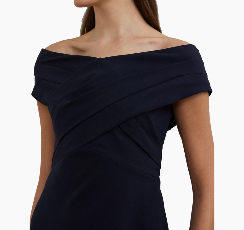 Polo Ralph Lauren Women's Crepe Off-the-Shoulder Cocktail Dress Lighthouse Navy
