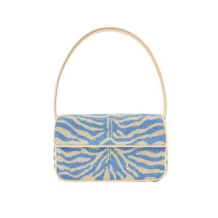 STAUD Women's Tommy Beaded Bag Light Blue Cream