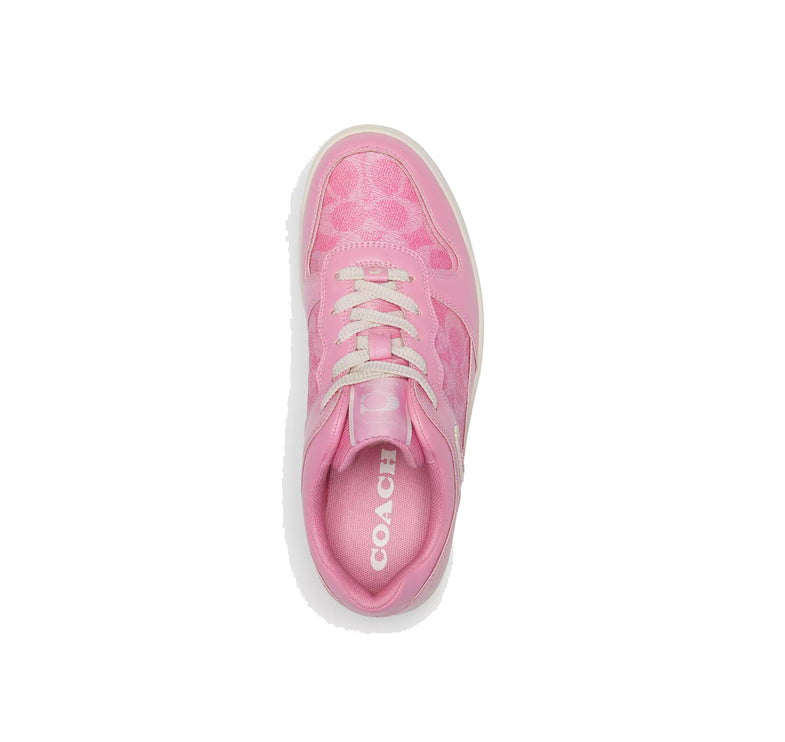 Coach Women's C201 Low Top Sneaker In Signature Canvas Vivid Pink