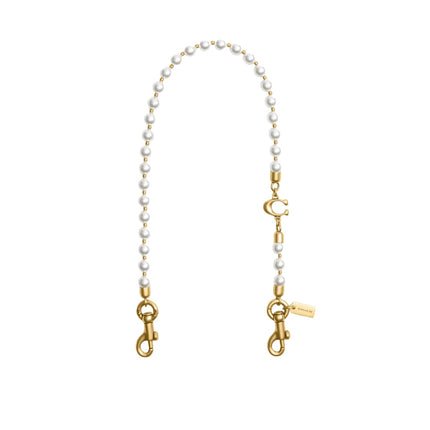 Coach Women's Short Pearl Strap Brass/Chalk