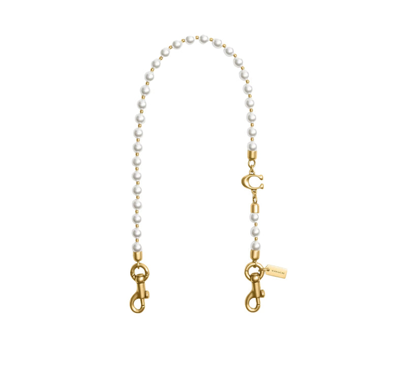 Coach Women's Short Pearl Strap Brass/Chalk