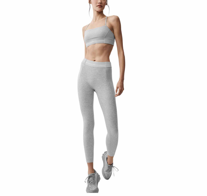 alo Women's Alosoft High-Waist 7/8 Relay Legging Athletic Heather Grey/White