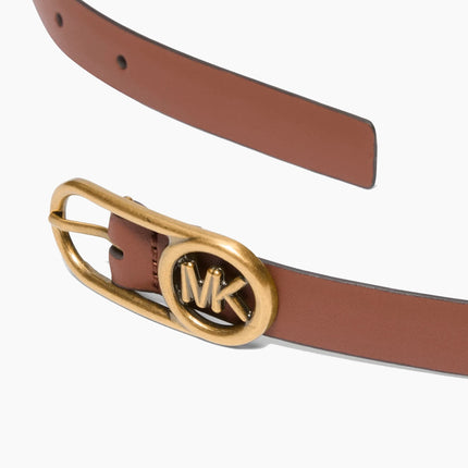 Michael Kors Women's Logo Buckle Leather Belt Luggage