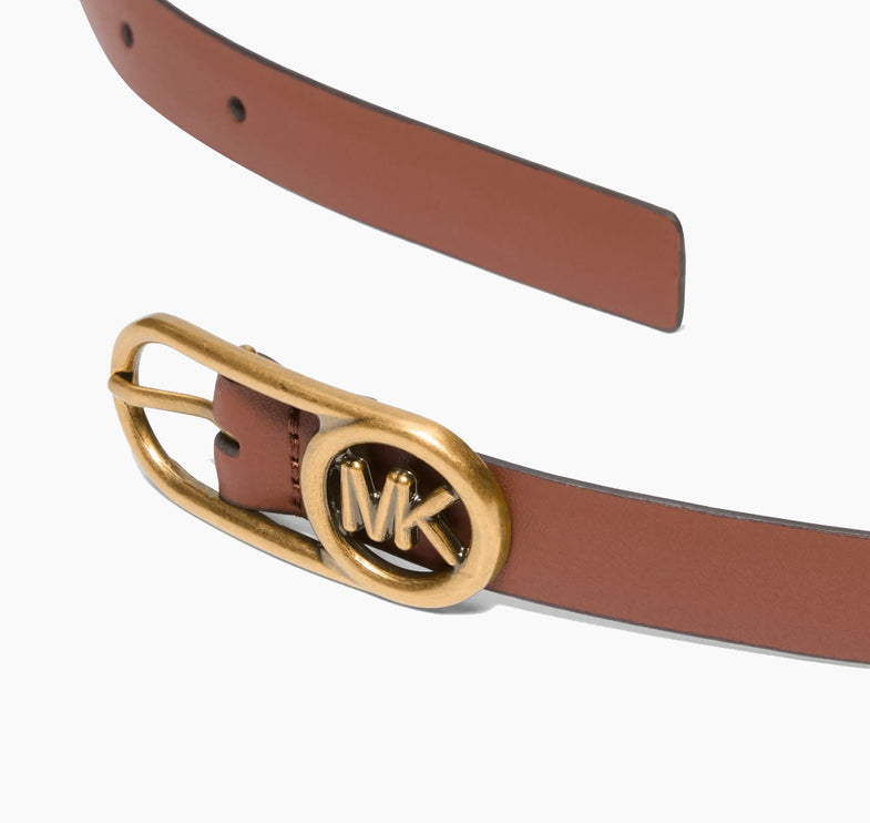 Michael Kors Women's Logo Buckle Leather Belt Luggage