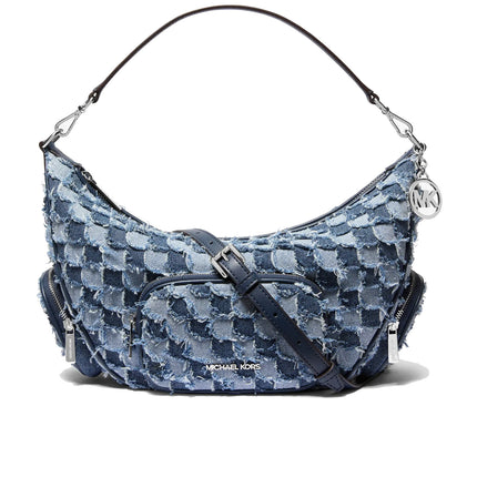 Michael Kors Women's Merritt Medium Patchwork Denim Convertible Shoulder Bag Washed Denim