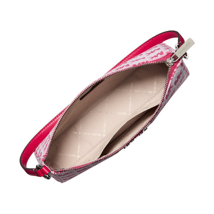 Michael Kors Women's Vincent Medium Logo Jacquard Pochette with Card Case Dark Raspberry