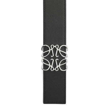 Loewe Women's Reversible Anagram Belt in Smooth Calfskin Black/Tan/Palladium