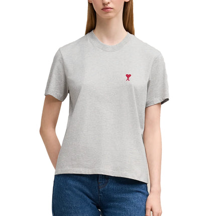 AMI Alexandre Mattiussi Unisex Ami de Coeur Small Logo T-Shirt Heather Grey - Hemen Kargoda