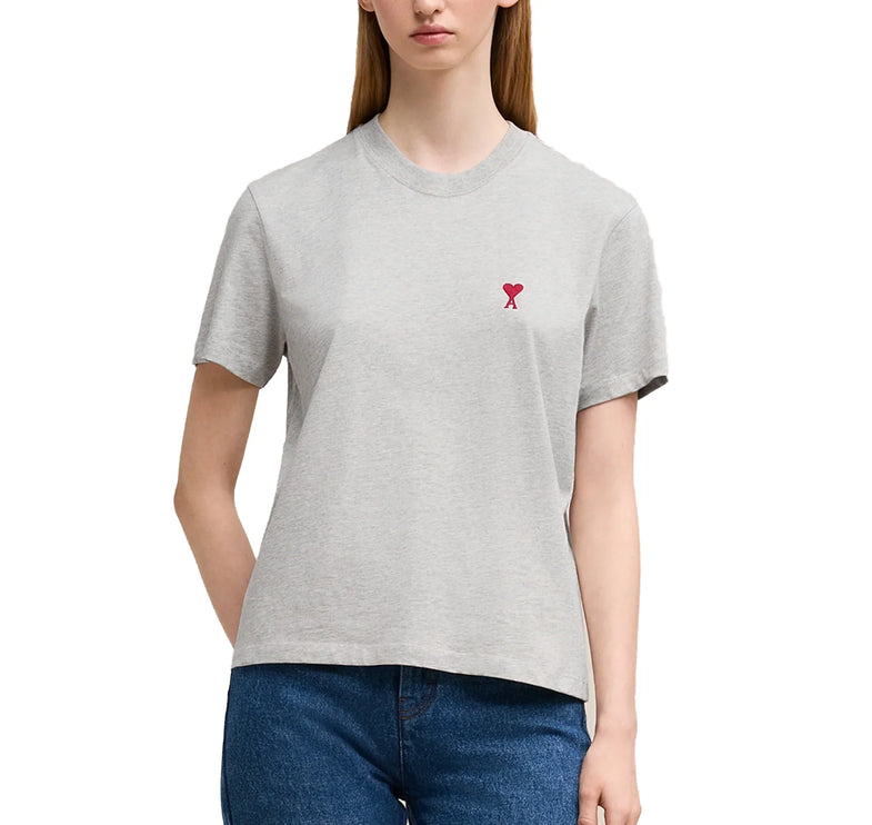 AMI Alexandre Mattiussi Unisex Ami de Coeur Small Logo T-Shirt Heather Grey - Hemen Kargoda