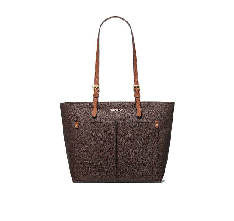 Michael Kors Women's Jet Set Medium Logo Pocket Tote Bag Brown