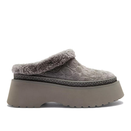 Coach Women's Cecelia Clog In Signature Suede Charcoal