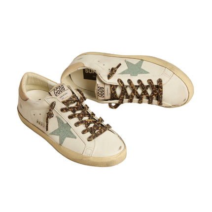 Golden Goose Women's Super Star Sneakers with Gray Glitter Star and Nude Leather Heel