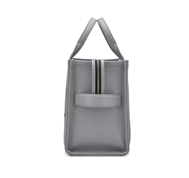 Marc Jacobs Women's The Leather Medium Tote Bag Wolf Grey - Hemen Kargoda