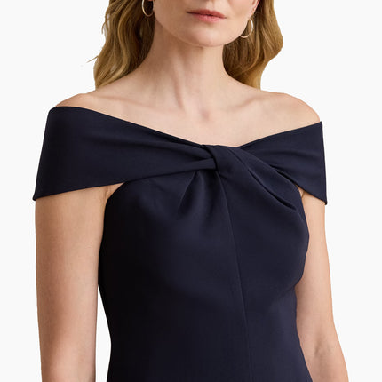 Polo Ralph Lauren Women's Twist-Front Crepe Cocktail Dress Lighthouse Navy