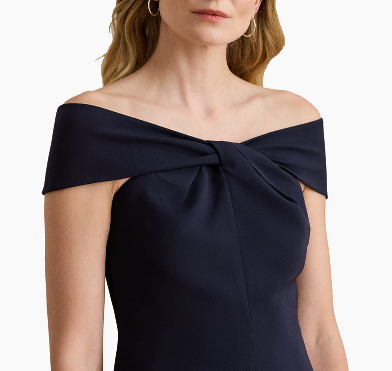 Polo Ralph Lauren Women's Twist-Front Crepe Cocktail Dress Lighthouse Navy