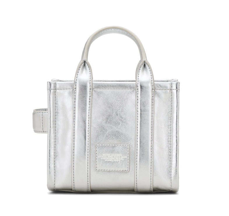 Marc Jacobs Women's The Metallic Leather Crossbody Tote Bag Silver