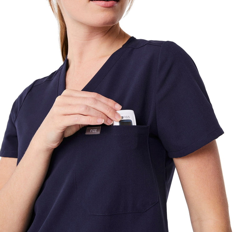 FIGS Women's Catarina One Pocket Scrub Top Navy