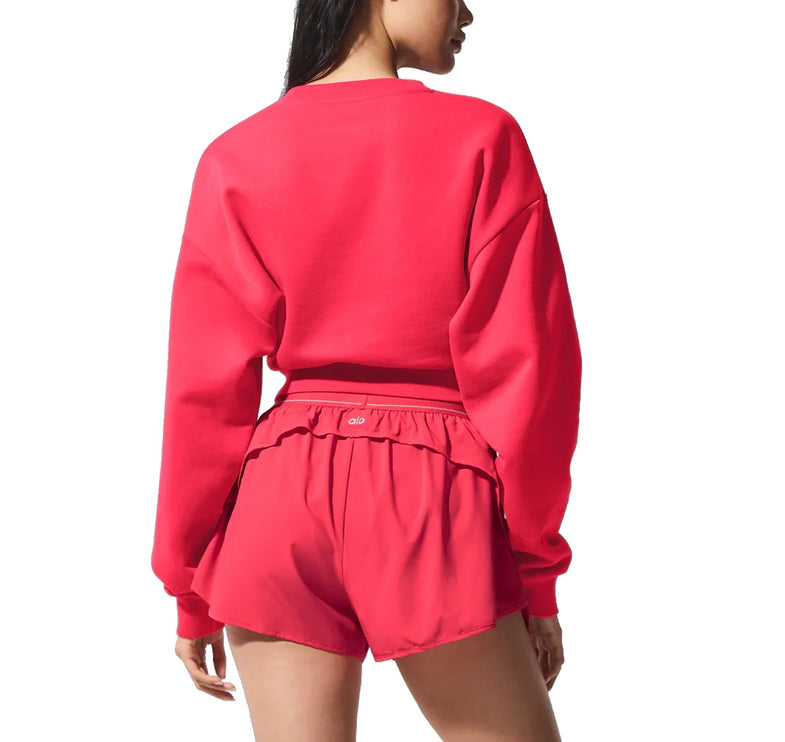 alo Women's Cropped Accolade Crewneck Candy Red