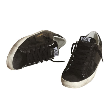 Golden Goose Women's Super Star Sneakers Black Nappa with Black Star and Glitter