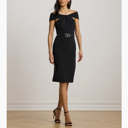 Polo Ralph Lauren Women's Twist-Front Crepe Cocktail Dress Black