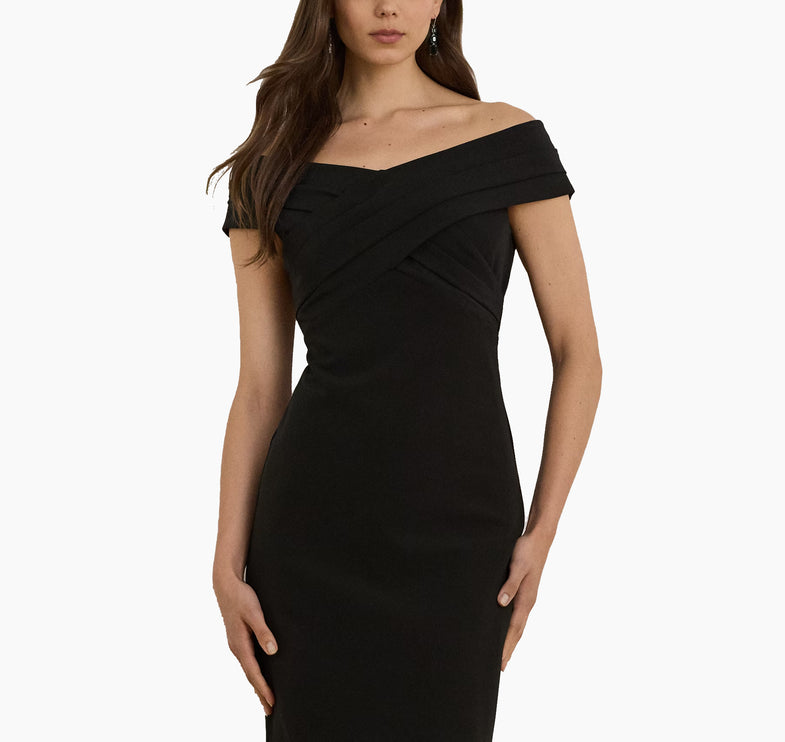 Polo Ralph Lauren Women's Crepe Off-the-Shoulder Cocktail Dress Black