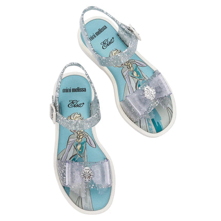 Mini Melissa + Disney Kids Mar Sandal Princess Glitter Clear