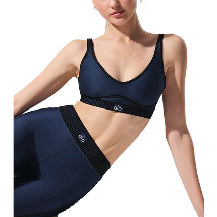 alo Women's Airlift Line Up Bra Navy