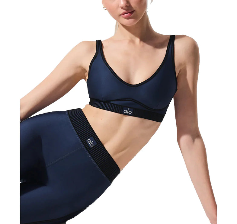 alo Women's Airlift Line Up Bra Navy
