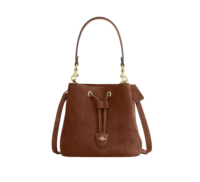 Coach Women's Rowan Bucket Bag Suede/Gold/Warm Brown