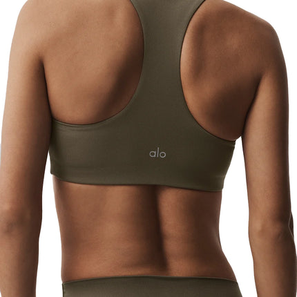 alo Women's Softsculpt Base Bra Olive Tree