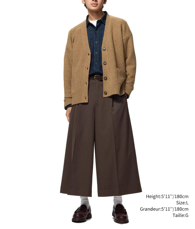Uniqlo Unisex Pleated Culotte 38 Dark Brown
