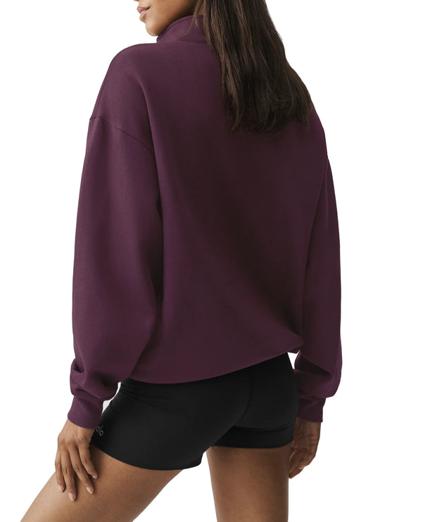 alo Women's Accolade 1/4 Zip Pullover Rich Bordeaux