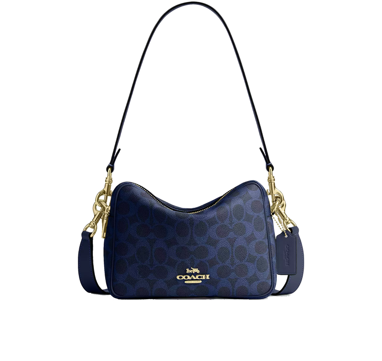 Coach Women's Carey Crossbody Bag In Signature Canvas Gold/Navy
