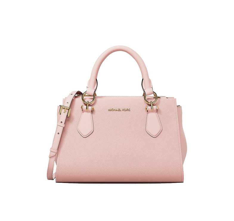 Michael Kors Women's Marilyn Small Leather Satchel Bag Powder Blush/Gold